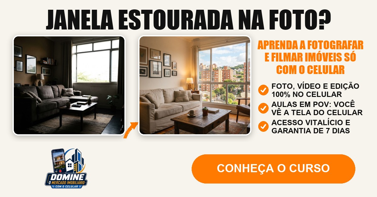 Anúncio do curso Domine o mercado imobiliário com o celular: Janela estourada na foto?