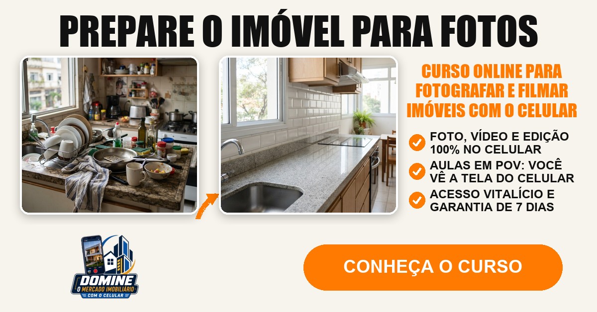 Anúncio do curso Domine o mercado imobiliário com o celular: Prepare o imóvel para fotos