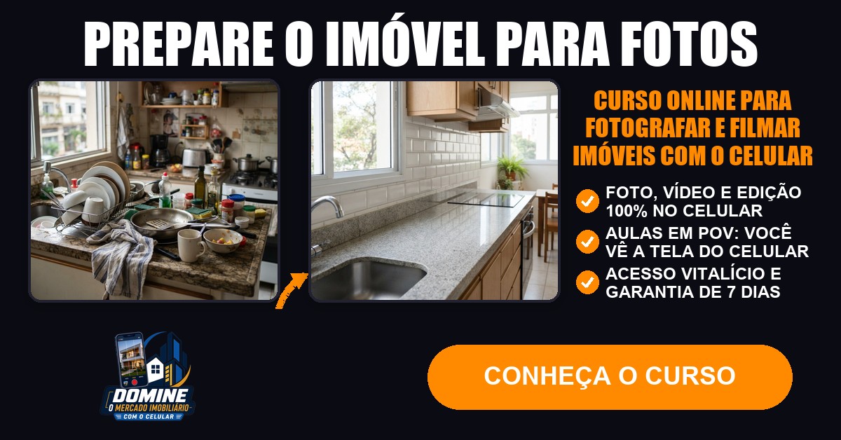 Anúncio do curso Domine o mercado imobiliário com o celular: Prepare o imóvel para fotos