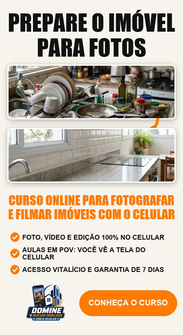 Anúncio do curso Domine o mercado imobiliário com o celular: Prepare o imóvel para fotos