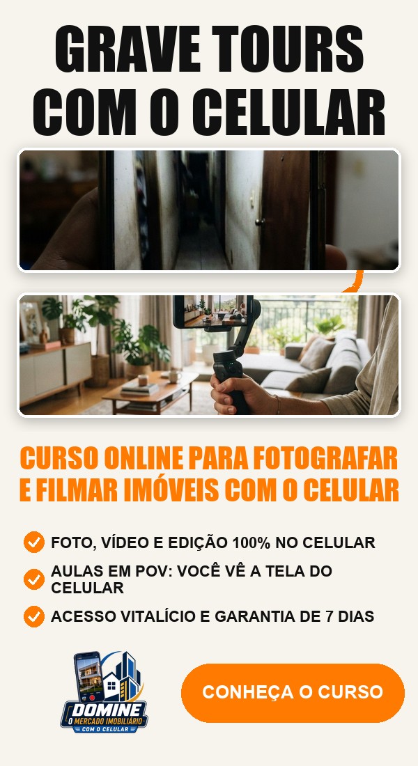Anúncio do curso Domine o mercado imobiliário com o celular: Grave tours com o celular