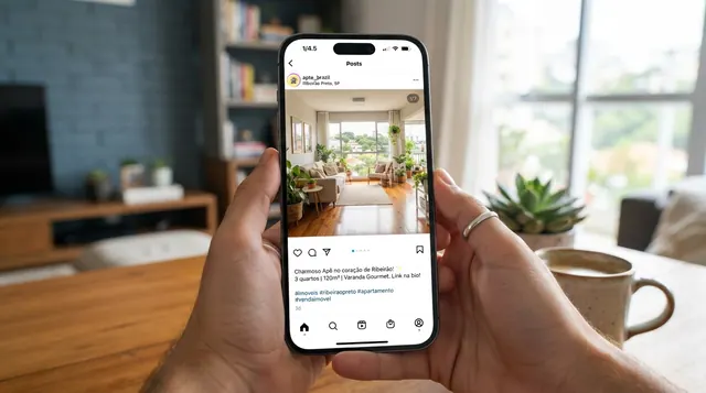 Anúncio de imóvel no Instagram utilizando formato de carrossel sequencial