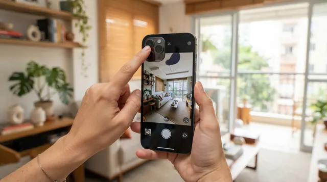 Teste do dedo nos equipamentos para fotografia imobiliária para confirmar lente 0,5x real