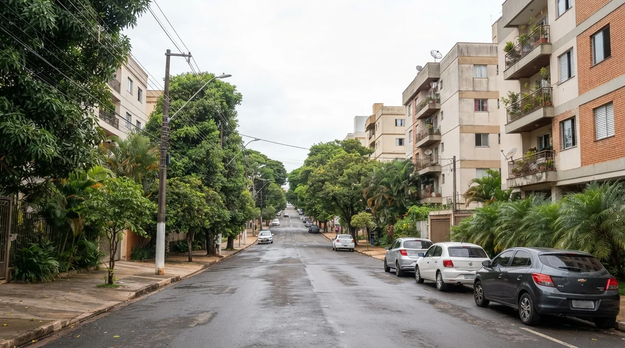 Rua residencial em Uberlândia
