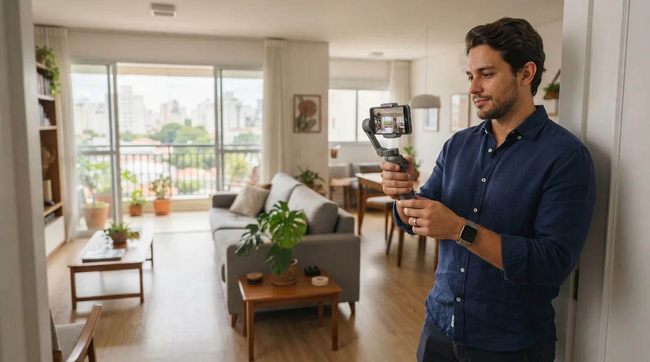 Planejamento de roteiro de vídeo imobiliário antes de iniciar o tour One Shot